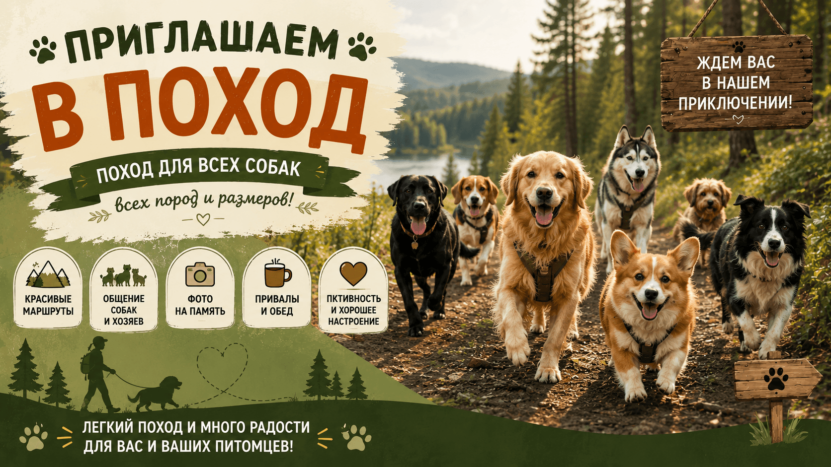 Афиша похода с собаками в Подмосковье